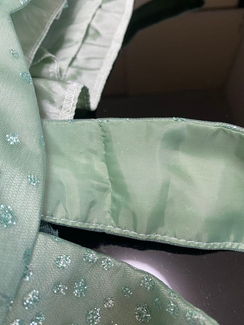 アナベル　アイスグリーンドットラメボリュームチュールドレス