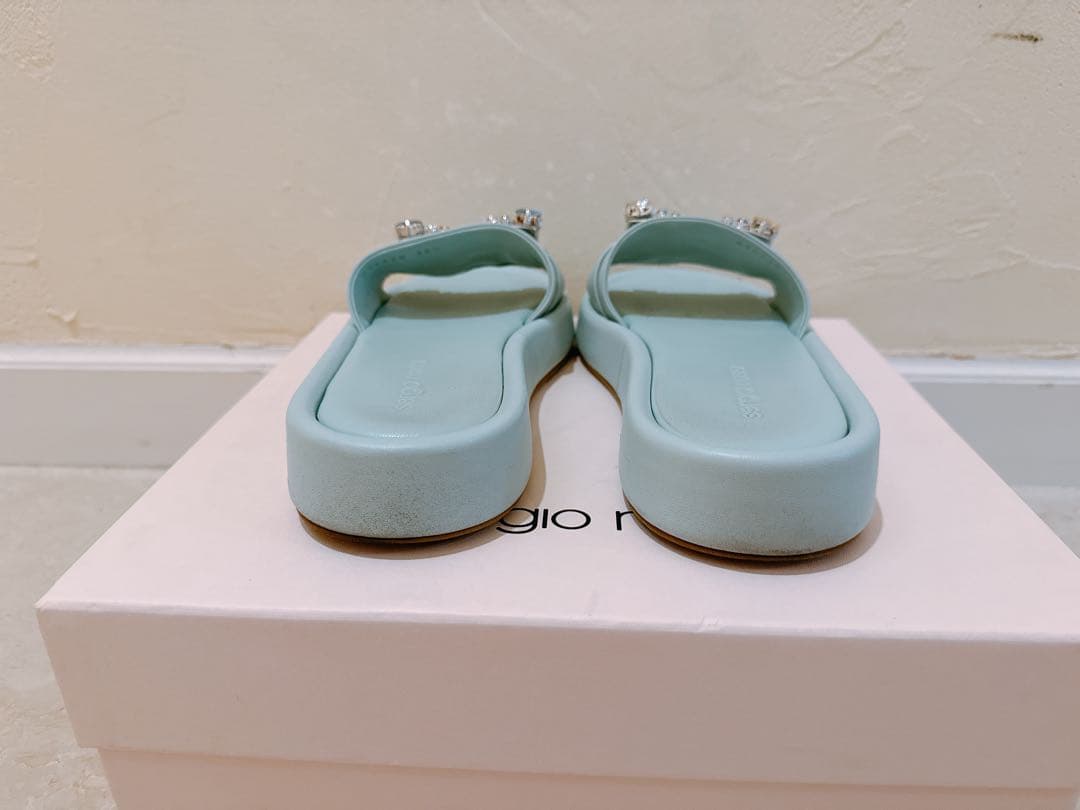 ★セルジオロッシ ビジューサンダル ミントグリーン 36.5★