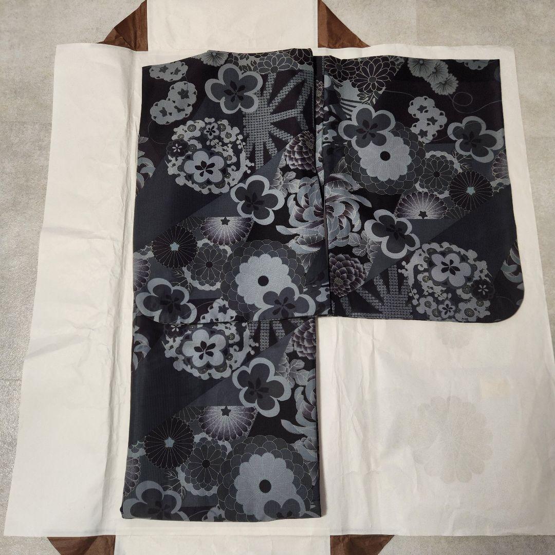 【お値下げ・美品・撫松庵】低身長　セオアルファ小紋・浴衣兼用　切嵌舞花文　洗える