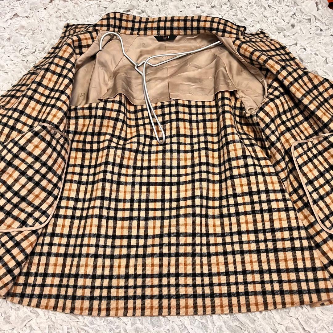 ウールマーク【ダックスロンドン DAKS】40サイズ フレア コート チェック