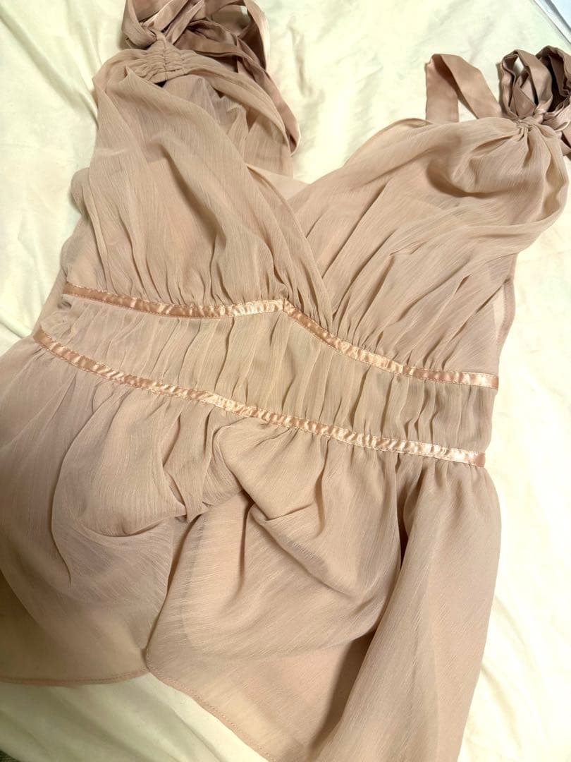 poláura ポローラ ショルダーリボンシフォンブラウス