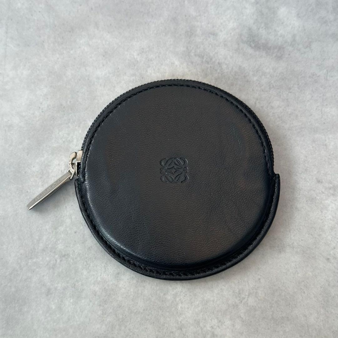 LOEWE アナグラム　ラウンド　ケース　本革レザー　黒