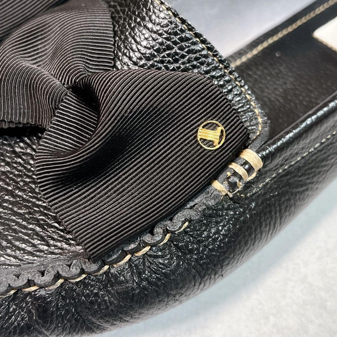 ☆美品☆【ランバン】ドライビングシューズ (23.5) モカシン　シボ革　リボン