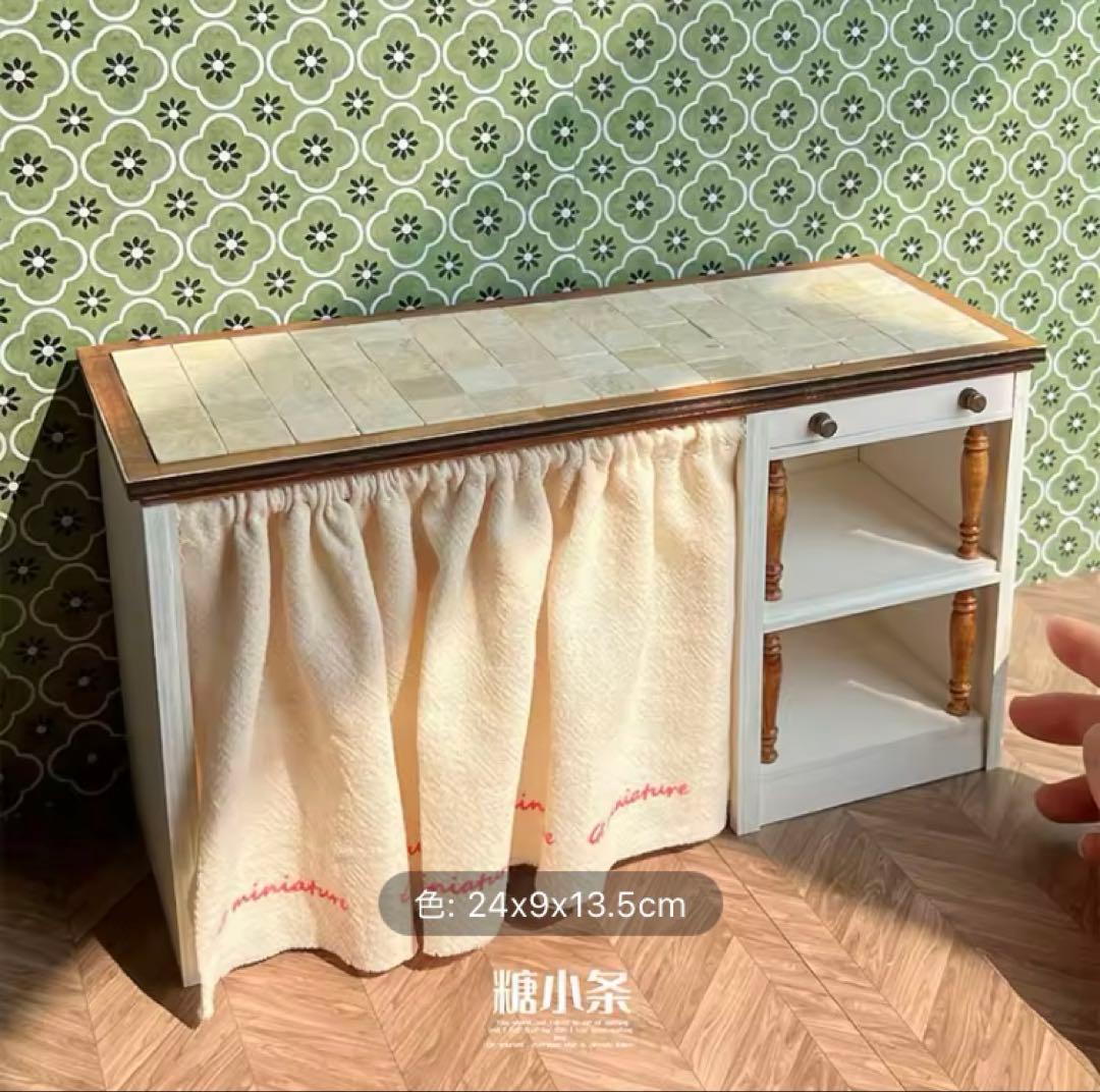 ミニチュアドール家具　キッチンシンク・キッチン台　2点セットドールハウス　1/6