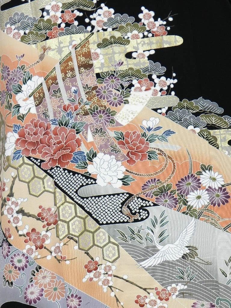 nagare！留袖　ワンピース　ドレス　フレアー袖　手書き友禅染　474