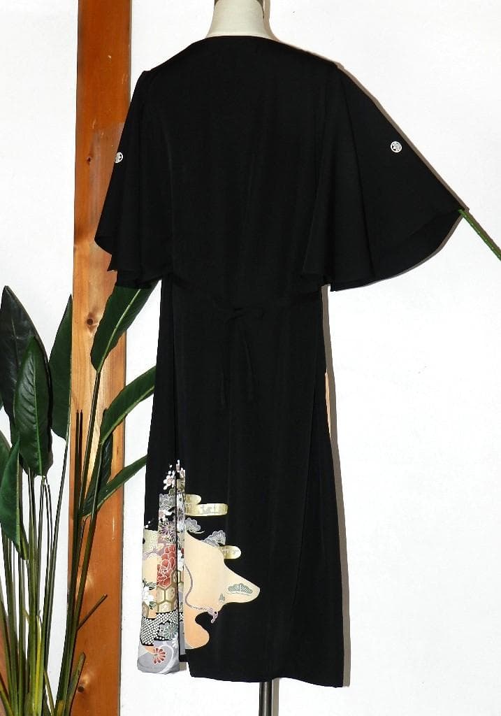 nagare！留袖　ワンピース　ドレス　フレアー袖　手書き友禅染　474