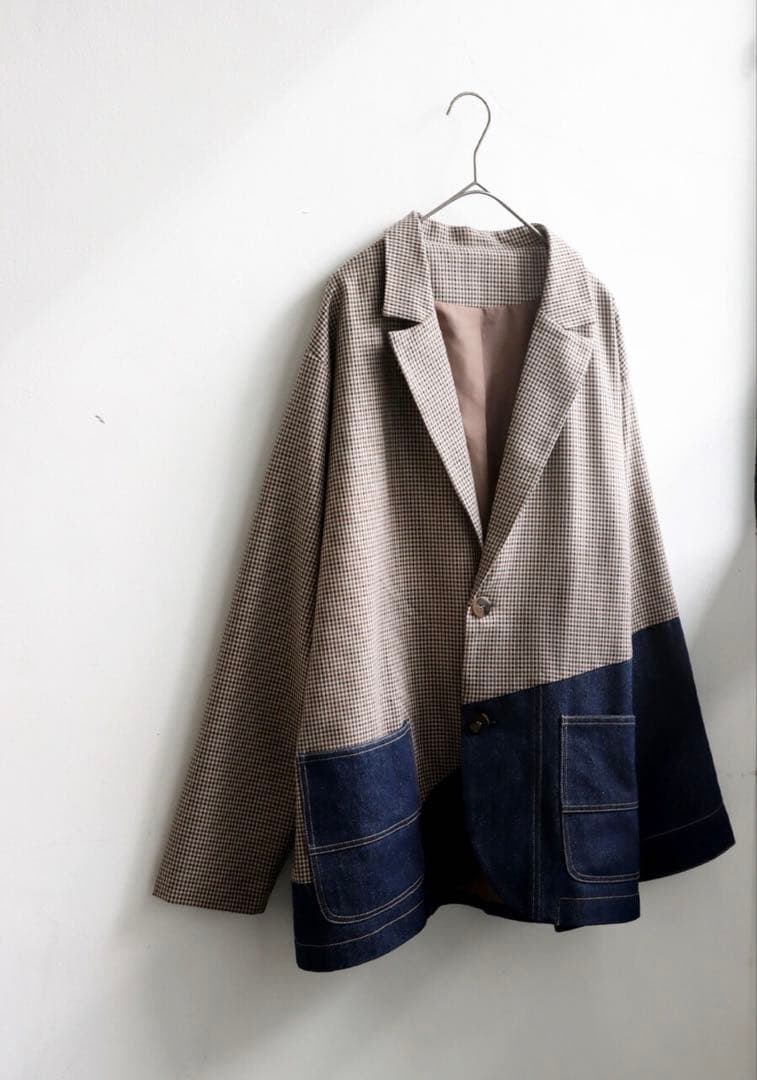 デニムドッキングジャケット&切り替えパンツ　セットアップ