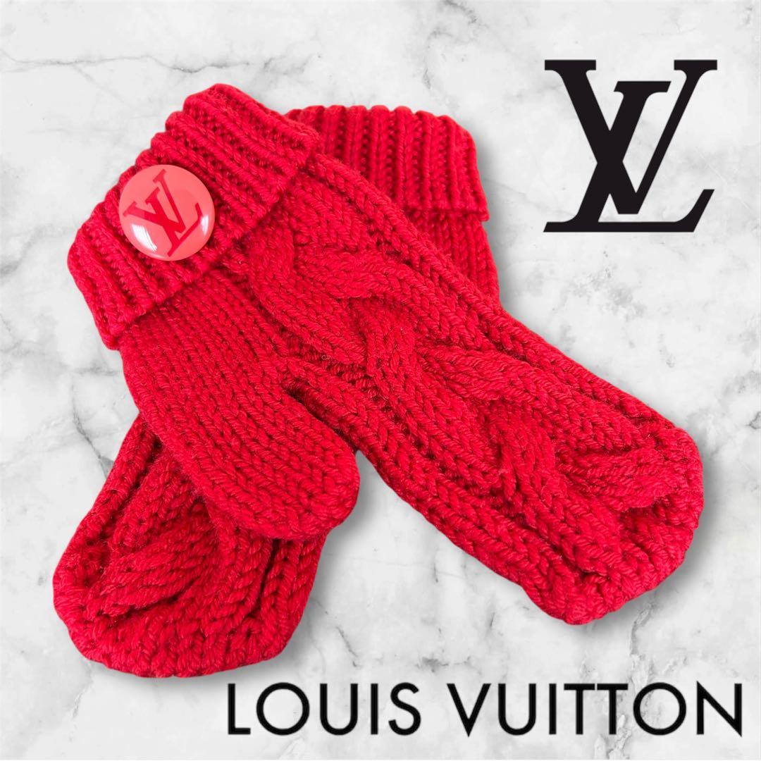 ルイヴィトン LOUIS VUITTON ミトン 手袋 赤 プレゼント向き