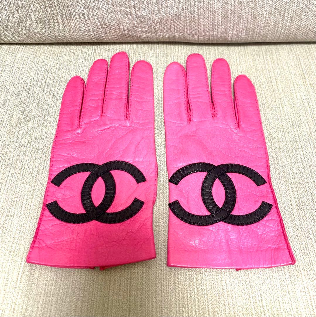 シャネル CHANEL グローブ 手袋 レザー ココマーク レア物