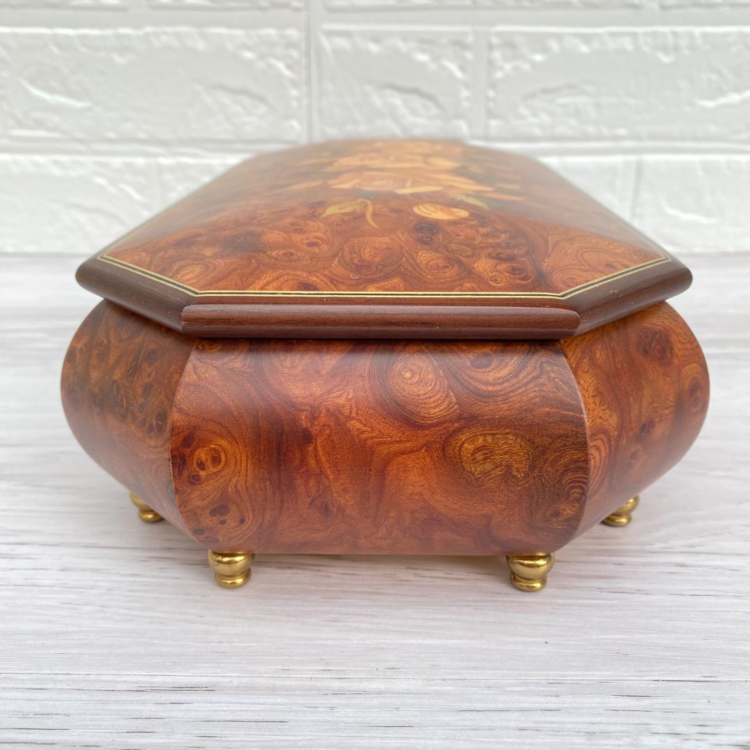 ◆新品同様◎REUGE リュージュ 小物入れオルゴール 象嵌細工 鍵付き