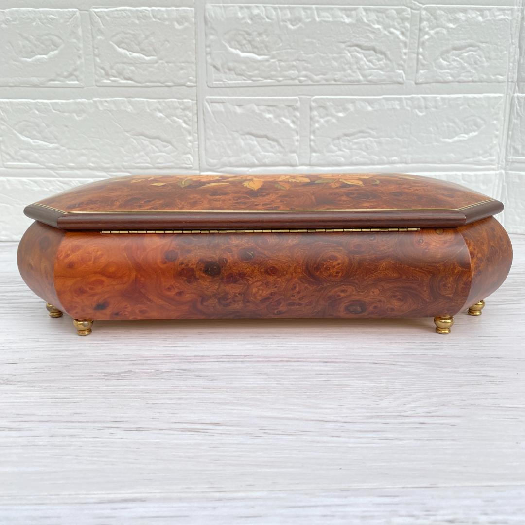 ◆新品同様◎REUGE リュージュ 小物入れオルゴール 象嵌細工 鍵付き