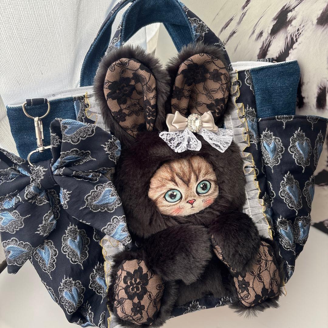 あ*き様 コヤンイサムチョン　ブラックファー×レース　 バック ハンドメイド