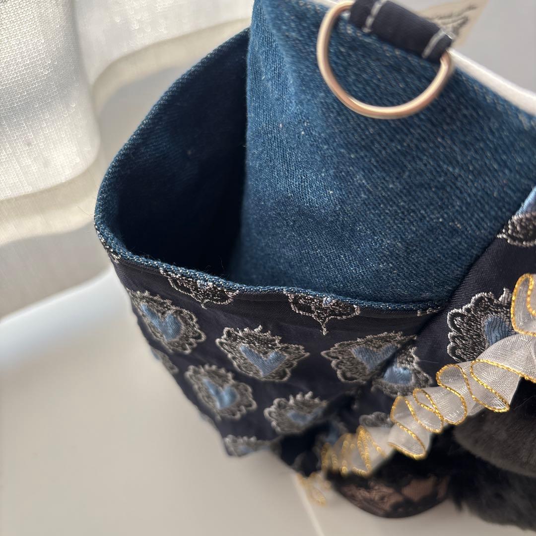 あ*き様 コヤンイサムチョン　ブラックファー×レース　 バック ハンドメイド