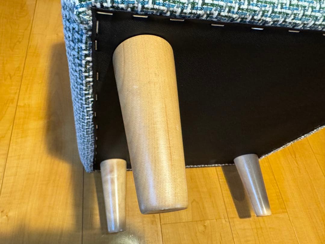 blocco ツイードオットマン 青と緑と白のツイード