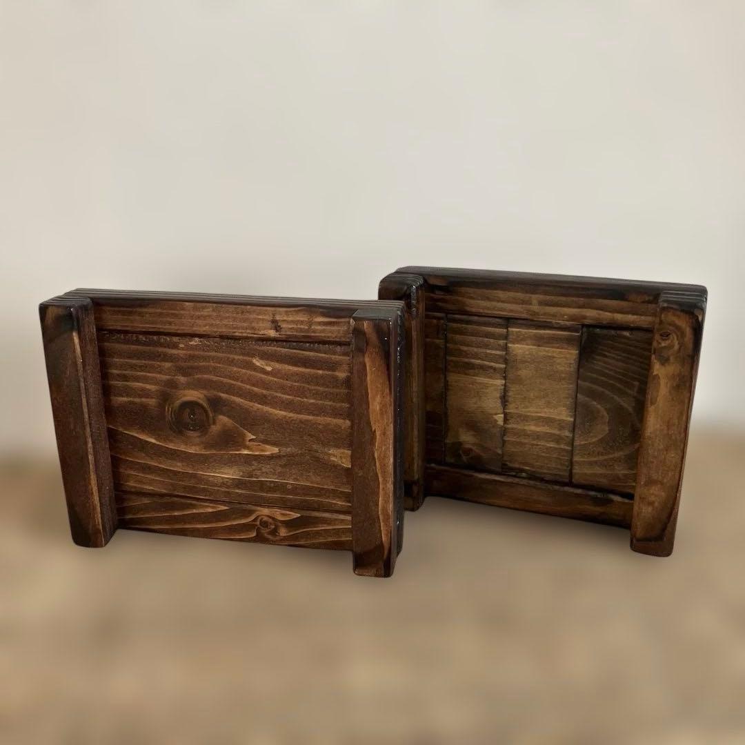 拘りのハンドメイド和風貯金箱(小型)と台座 ×2セット(鍵付き)