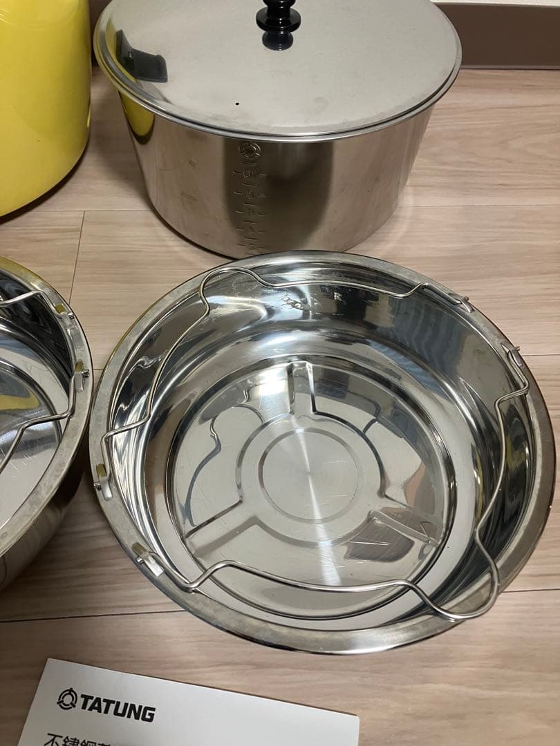 大同電鍋　炊飯器 10合　ステンレス　きはだ色 Lサイズ専用蒸し皿セット