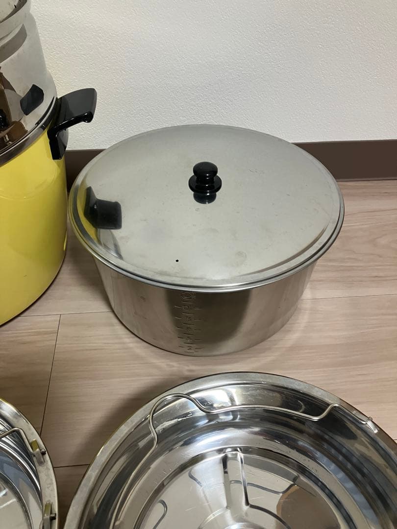 大同電鍋　炊飯器 10合　ステンレス　きはだ色 Lサイズ専用蒸し皿セット