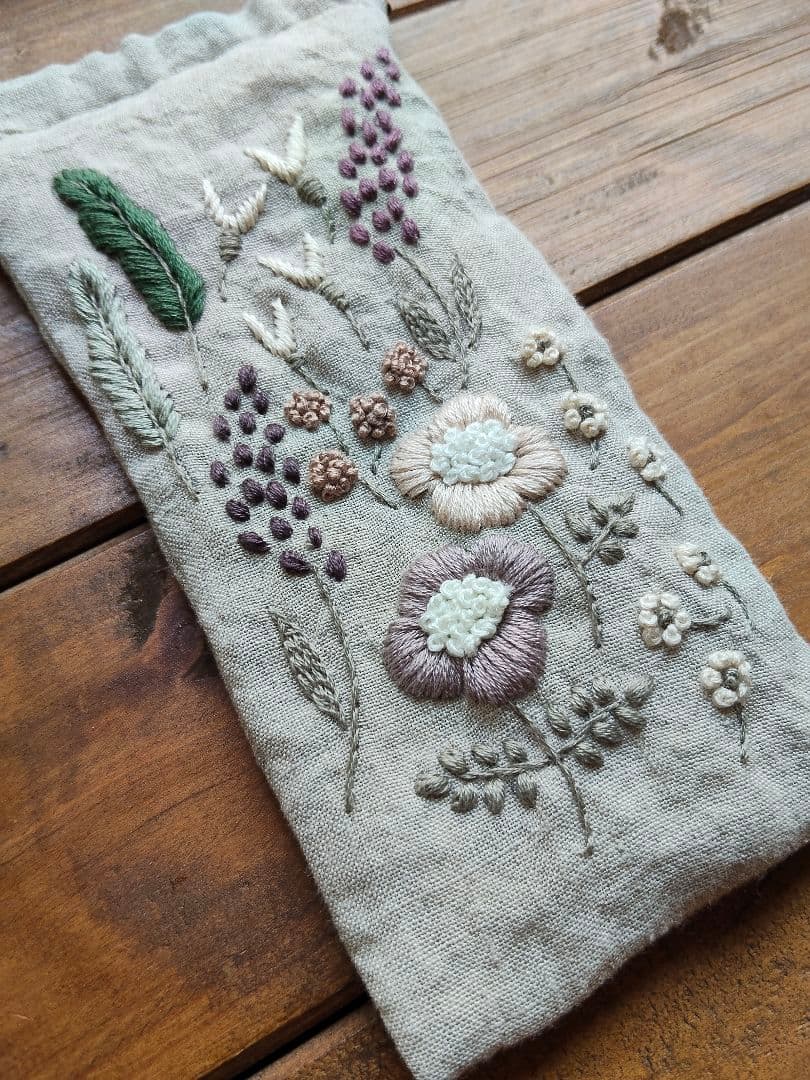 【ゆくゆく様オーダー専用ページ】リネン刺繍　エコバッグ　メガネケース