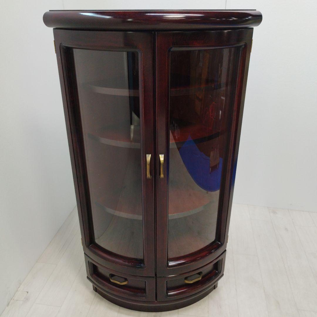【引き取り歓迎】カリモク コーナーキャビネット ガラス扉 木製 赤茶