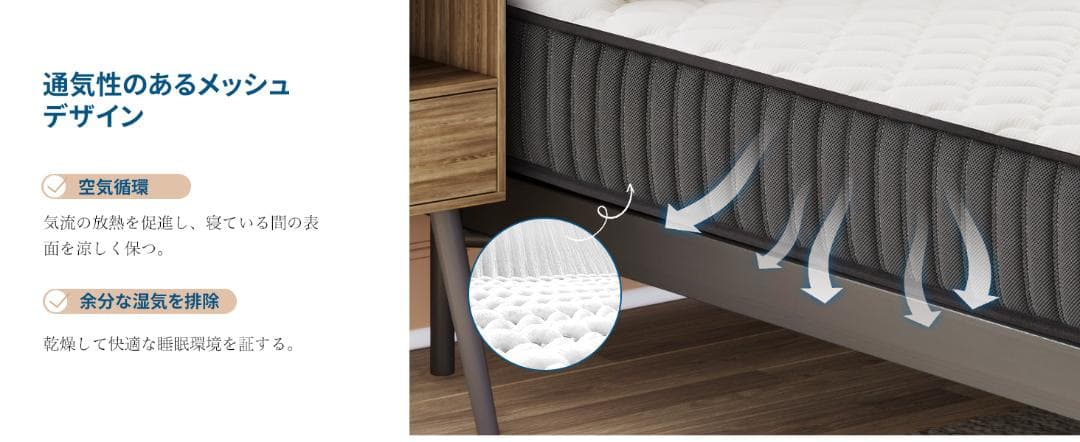 マットレス ダブル 高密度ウレタン 高反発 極厚20cm 体圧分散 3Dメッシュ