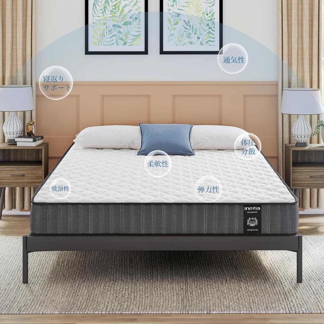 マットレス ダブル 高密度ウレタン 高反発 極厚20cm 体圧分散 3Dメッシュ