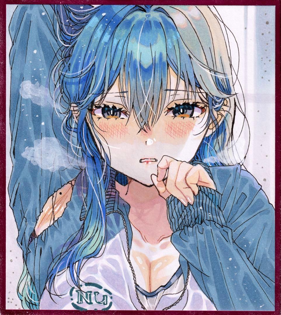 わ*か様 手描きイラスト オリジナルイラスト コピックイラスト 色紙 アナログイ