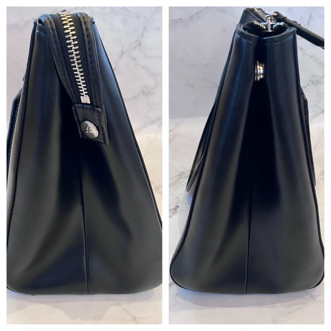 agnès b. アニエスべー レザートートバッグ　ブラックA 4 ・ＰＣ