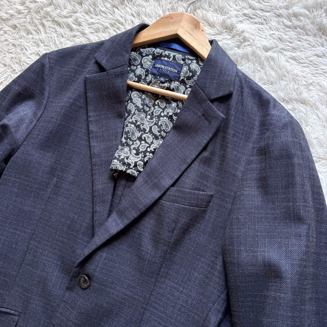 極美品　メンズビギ　テーラードジャケット　ペイズリー　ブルー　アンコン　LL