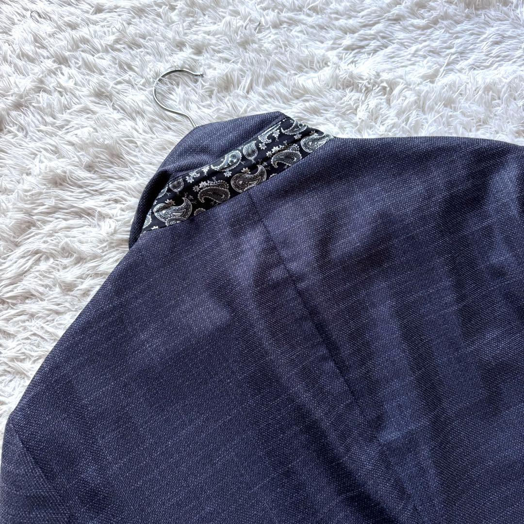 極美品　メンズビギ　テーラードジャケット　ペイズリー　ブルー　アンコン　LL