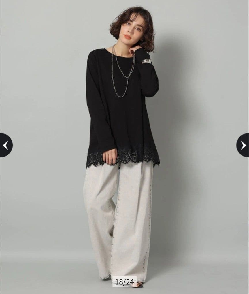 【値下げ】新品Arpege story裾レースロンＴ Mサイズ白