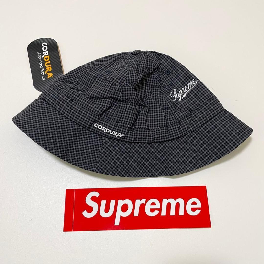 シュプリーム バケットハット 黒 Cordura Plaid Bell Hat