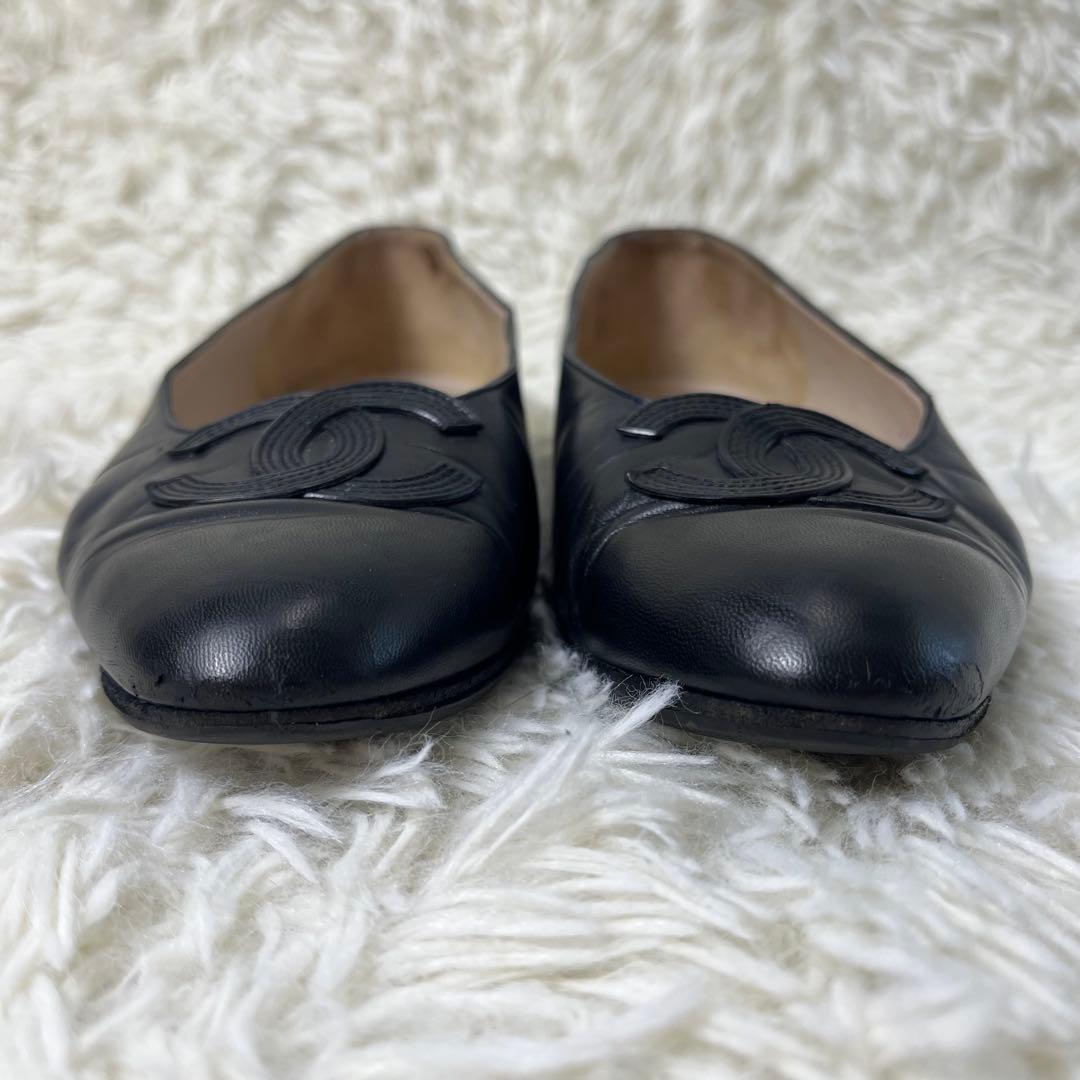 美品✨ CHANEL パンプス ココマーク デカロゴ レザー ブラック 37