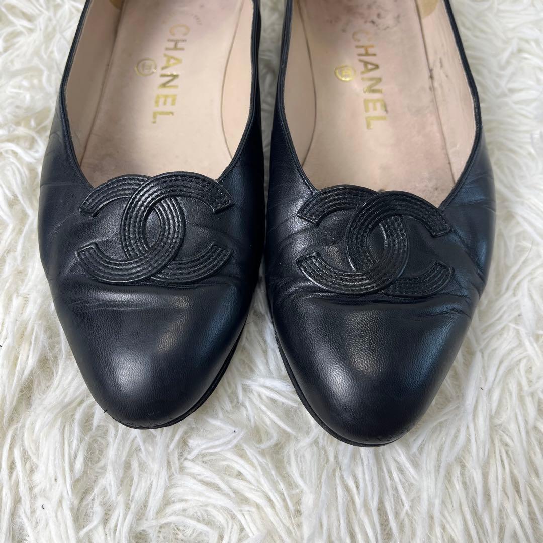 美品✨ CHANEL パンプス ココマーク デカロゴ レザー ブラック 37