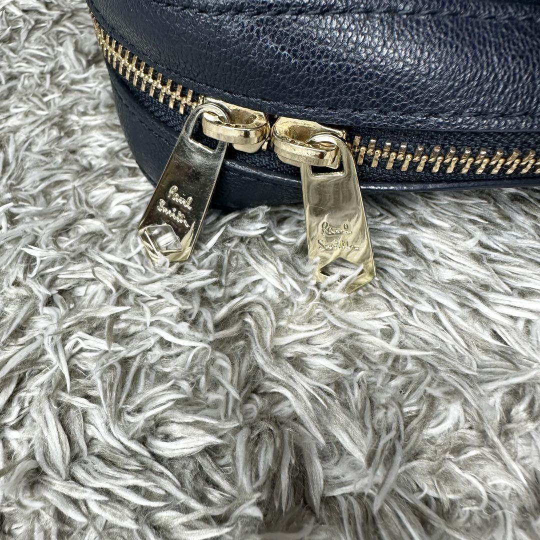 【極美品】ポールスミス　ショルダーバッグ マルチストライプ　ネイビー　レザー