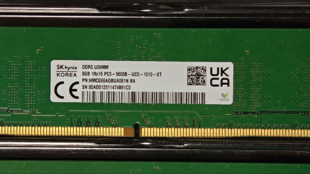 DDR5 16GB 5600MHz メモリ 2枚セット（8GB×2）