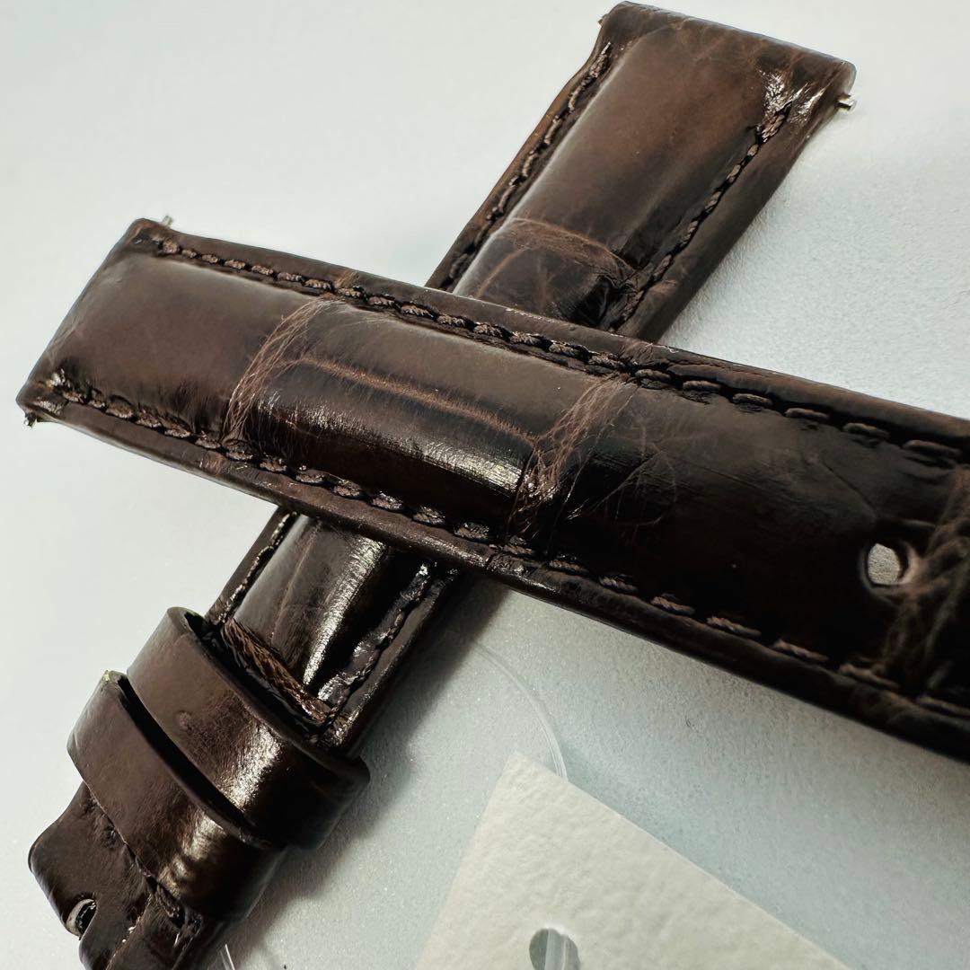 1069#18mm-16mmダークブラウン★本物クロコダイルベルト★スイス製