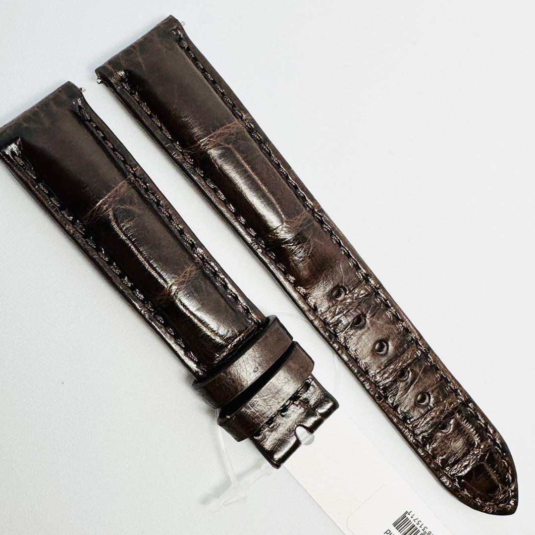 1069#18mm-16mmダークブラウン★本物クロコダイルベルト★スイス製