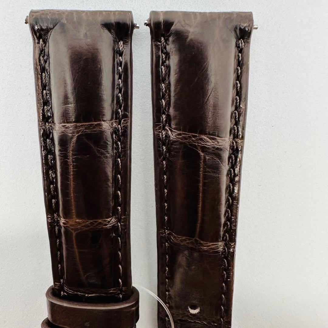 1069#18mm-16mmダークブラウン★本物クロコダイルベルト★スイス製