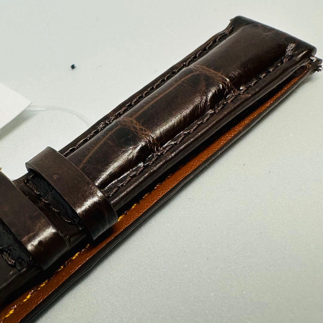 1069#18mm-16mmダークブラウン★本物クロコダイルベルト★スイス製