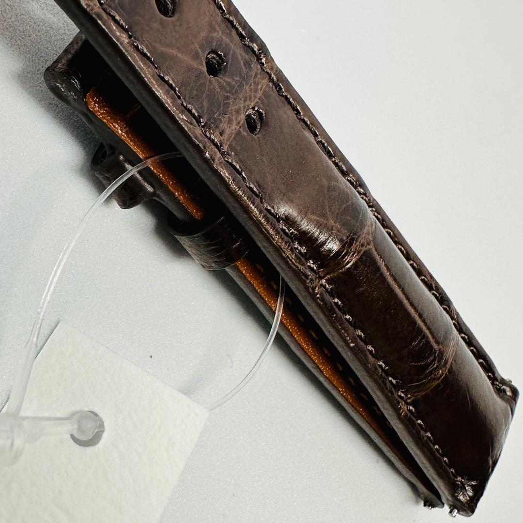 1069#18mm-16mmダークブラウン★本物クロコダイルベルト★スイス製