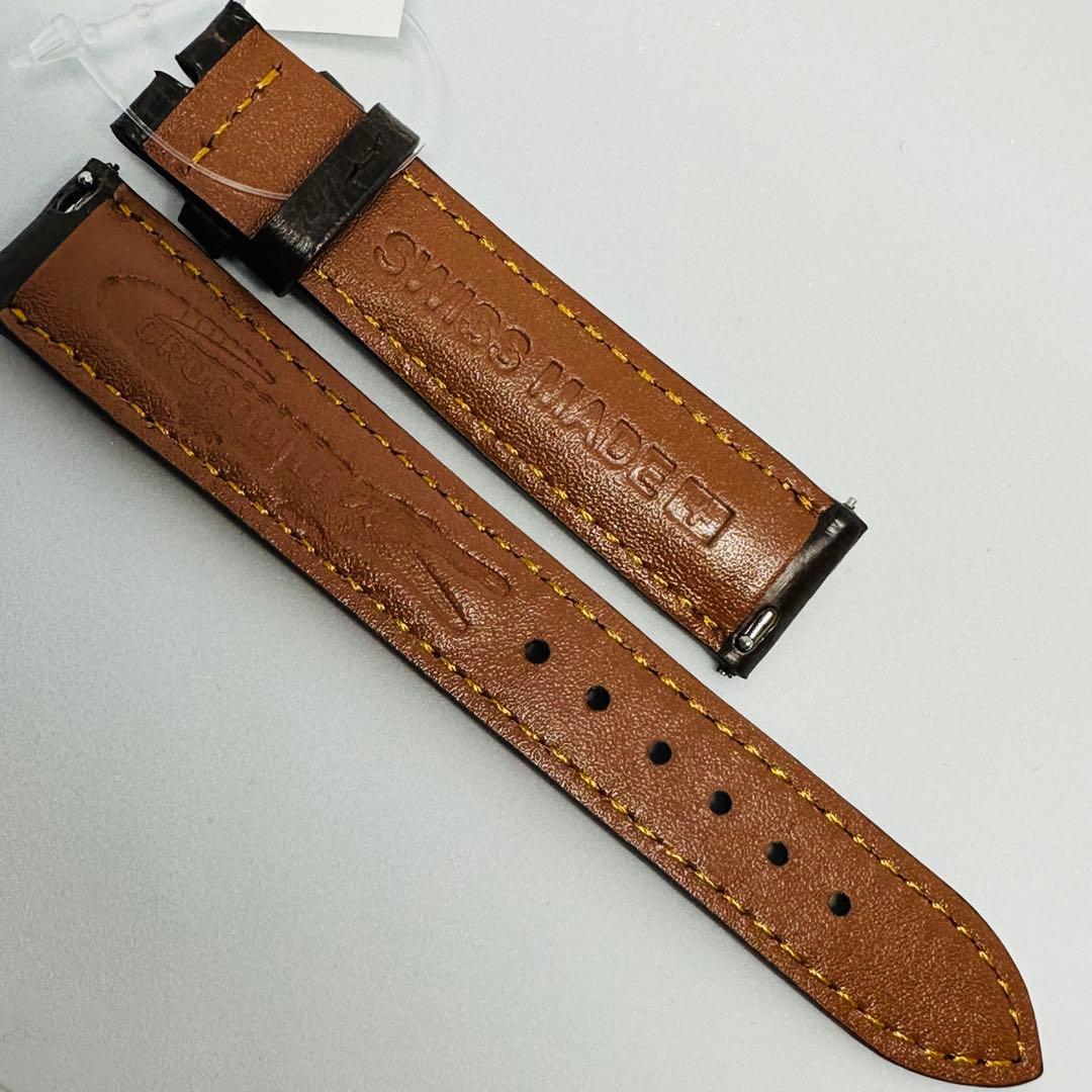 1069#18mm-16mmダークブラウン★本物クロコダイルベルト★スイス製