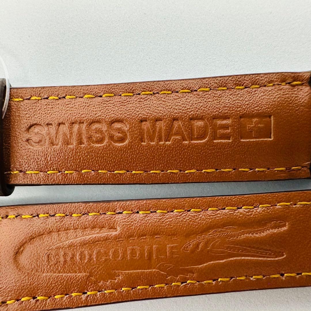 1069#18mm-16mmダークブラウン★本物クロコダイルベルト★スイス製