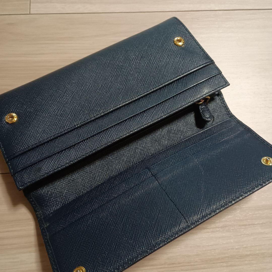 PRADA 長財布サフィーノメタル ネイビー レザー