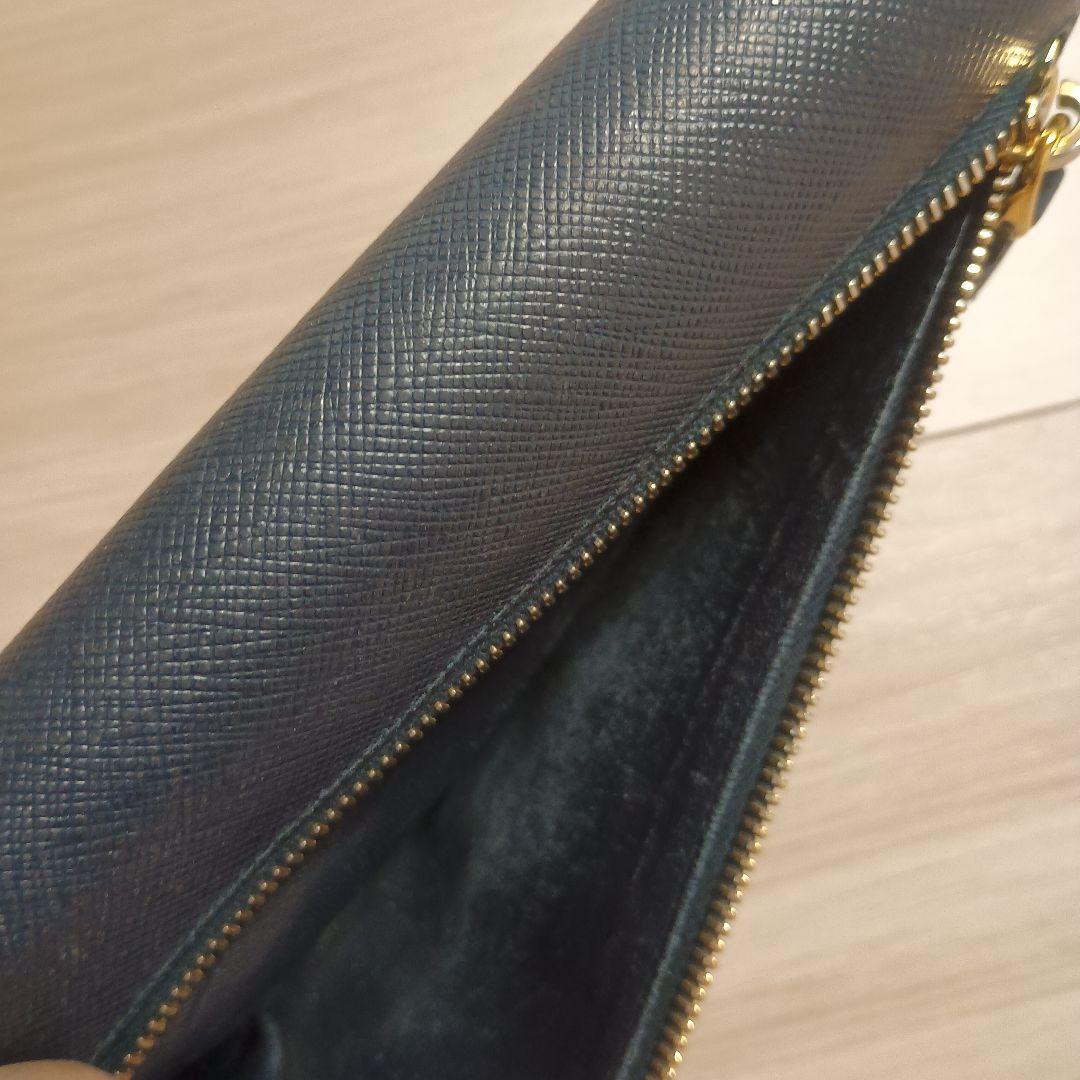 PRADA 長財布サフィーノメタル ネイビー レザー