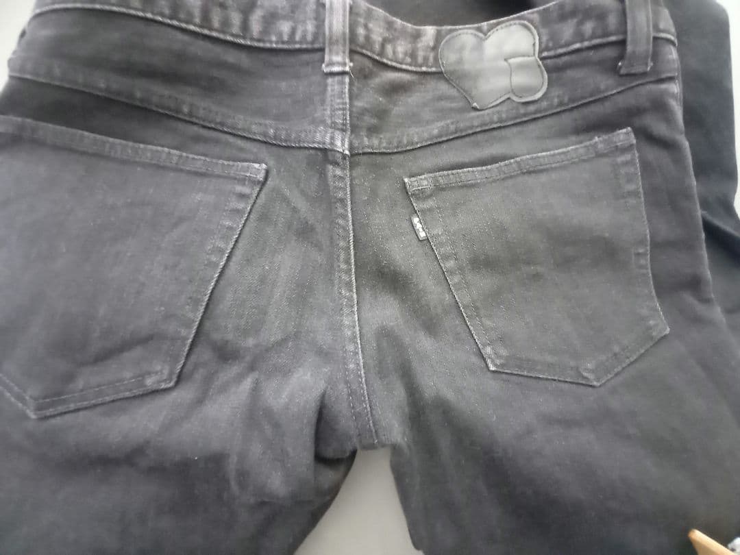 NUMBER (N)INE☆ハート涙レザーパッチ☆ブラックデニム☆スキニー☆１