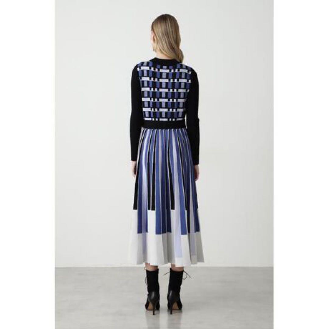 【クリーニング済み】 ジオメトリックプリーツニットワンピース 38