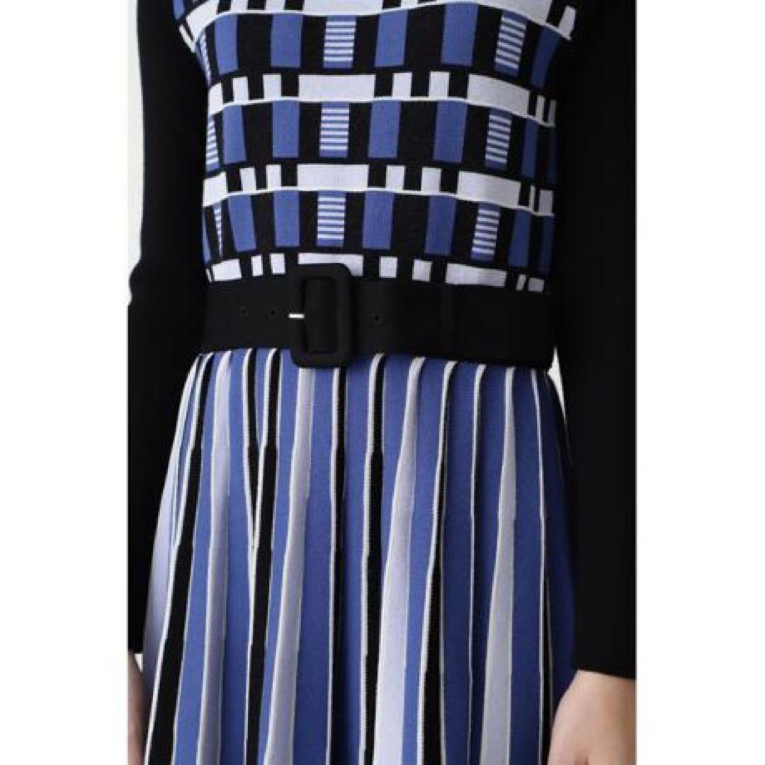 【クリーニング済み】 ジオメトリックプリーツニットワンピース 38