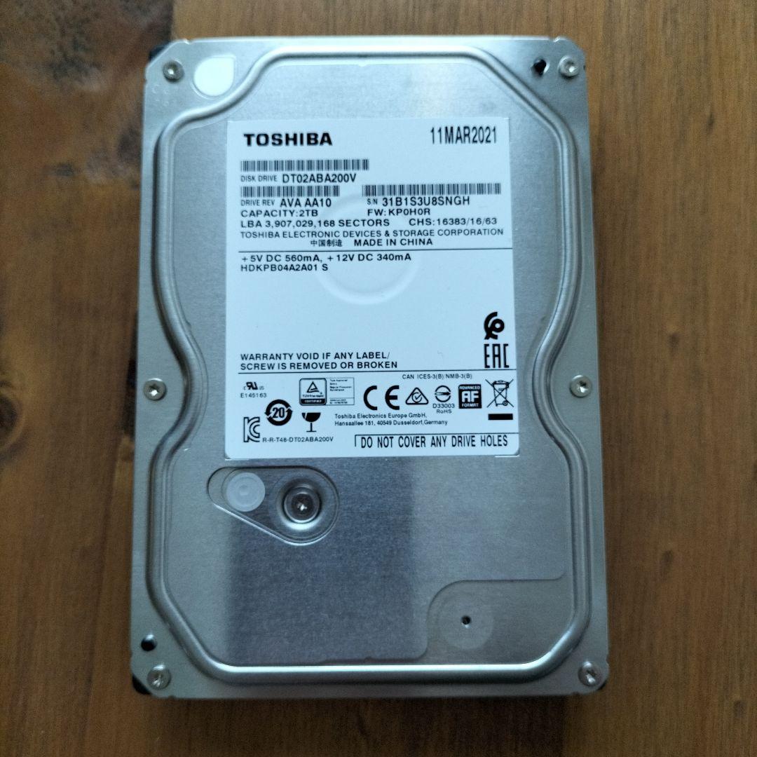 内蔵型ハードディスクドライブ TOSHIBA DT02ABA200V 2TB HDD