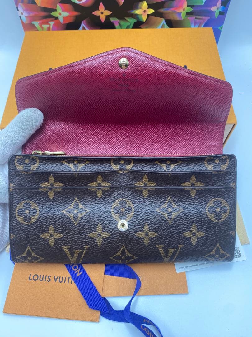 ルイヴィトン モノグラム 新型ポルトフォイユサラ フューシャピンク 長財布