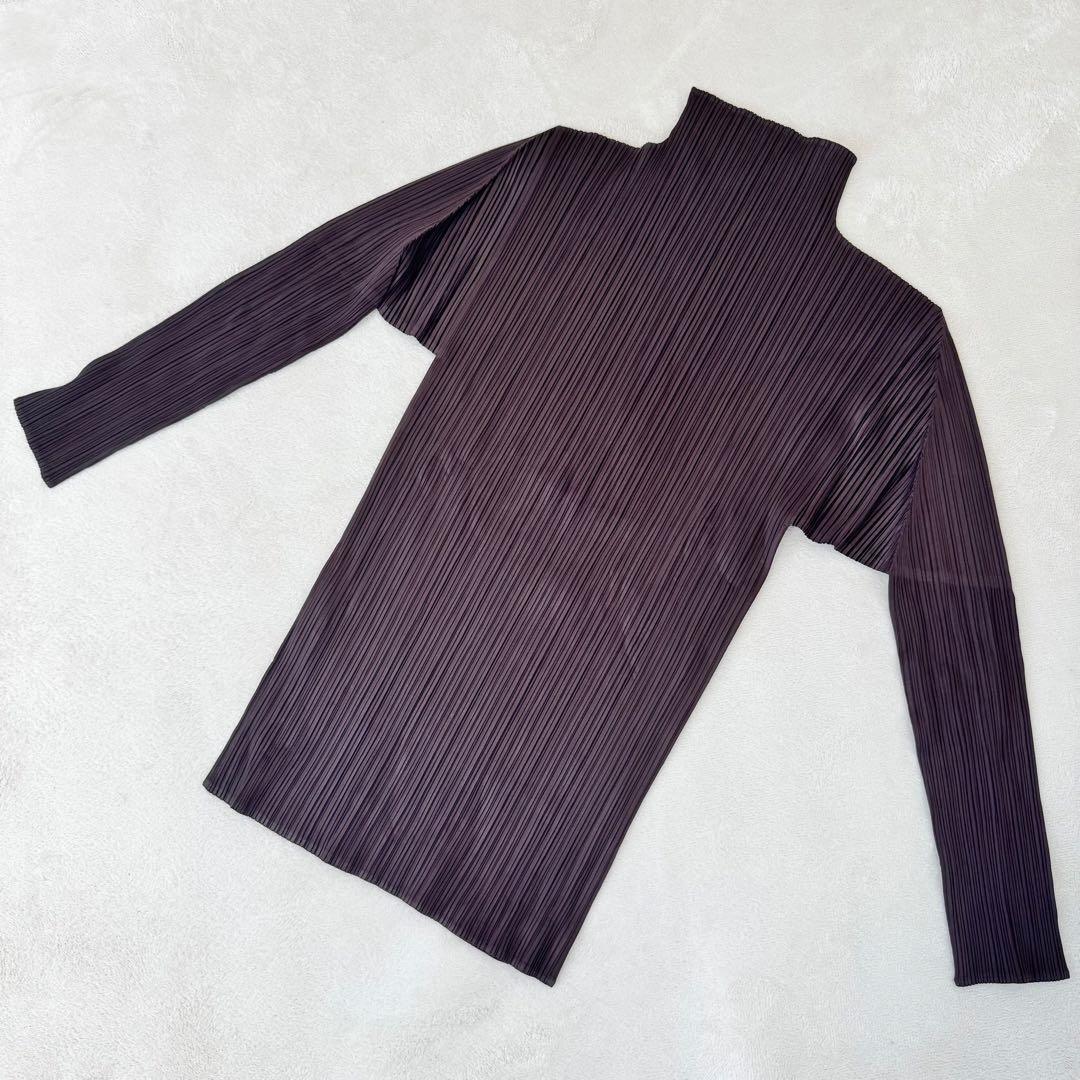PLEATS PLEASE プリーツ　ブラウン　ハイネック　長袖　チュニック